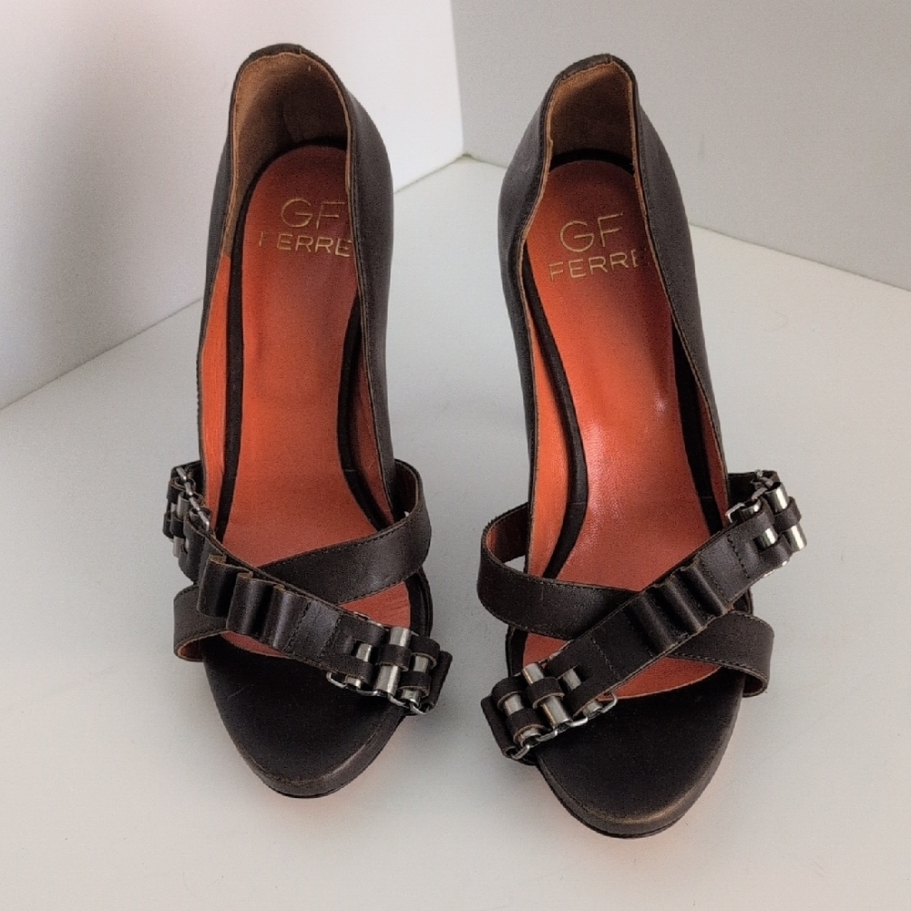 Gianfranco Ferre, Italy, Genuine Leather, Strappy Heels, Brown, Size 40, 9/9.5 - Picture 2 of 13
